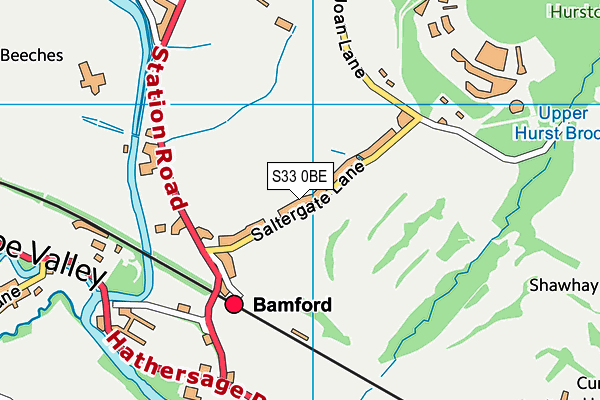 S33 0BE map - OS VectorMap District (Ordnance Survey)