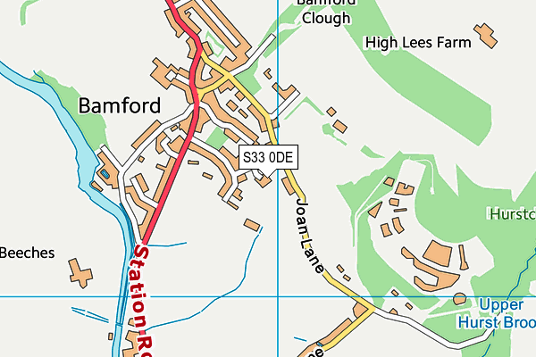 S33 0DE map - OS VectorMap District (Ordnance Survey)