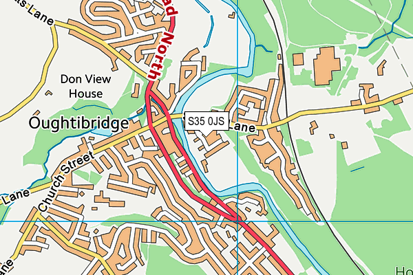 Oughtibridge War Memorial Sports Club map (S35 0JS) - OS VectorMap District (Ordnance Survey)