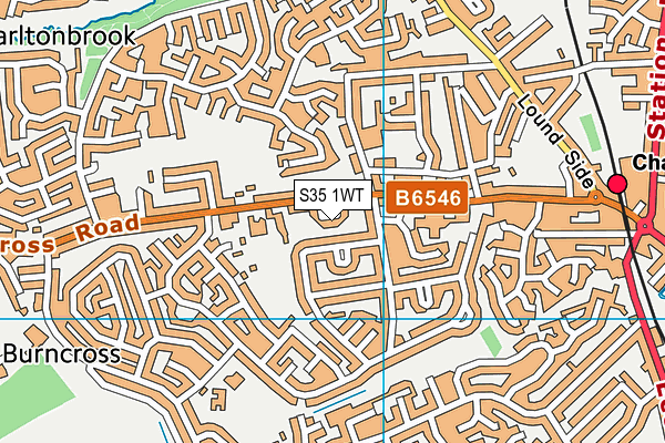 S35 1WT map - OS VectorMap District (Ordnance Survey)