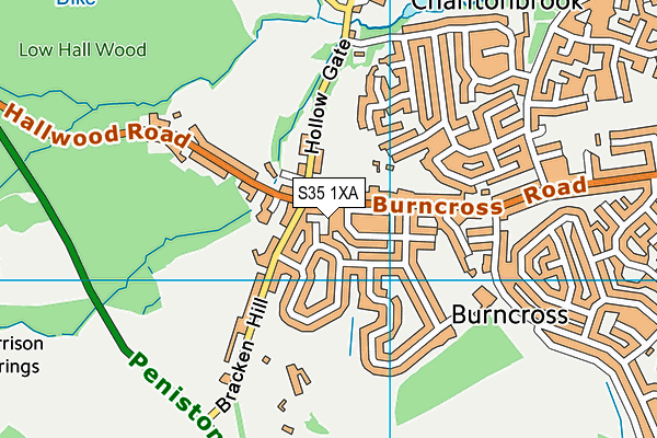 S35 1XA map - OS VectorMap District (Ordnance Survey)