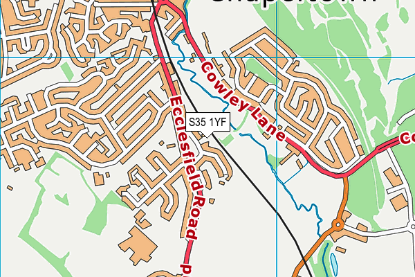 S35 1YF map - OS VectorMap District (Ordnance Survey)