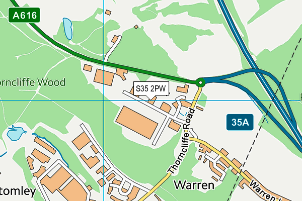 S35 2PW map - OS VectorMap District (Ordnance Survey)