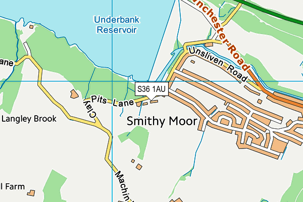 S36 1AU map - OS VectorMap District (Ordnance Survey)