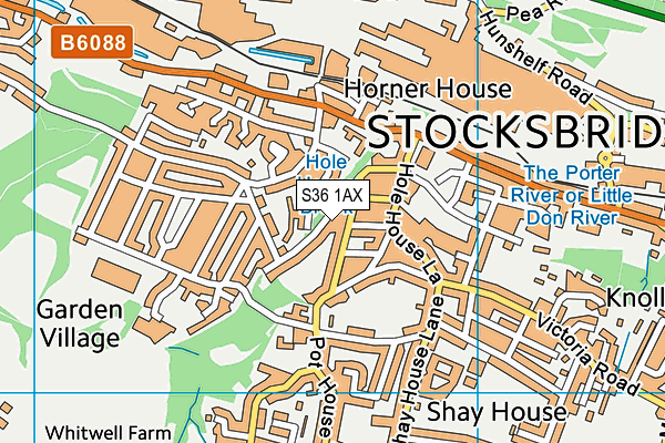 S36 1AX map - OS VectorMap District (Ordnance Survey)