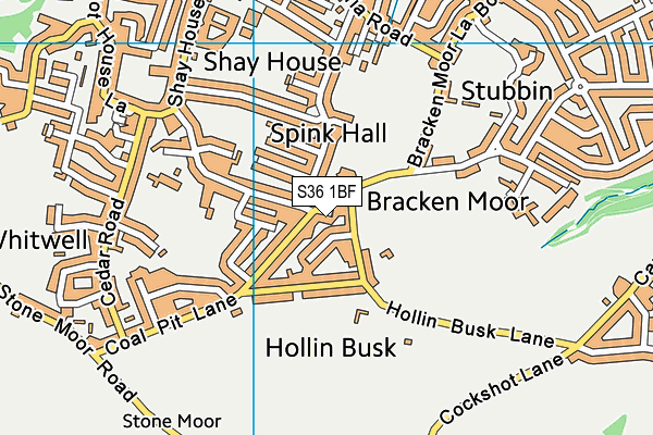 S36 1BF map - OS VectorMap District (Ordnance Survey)