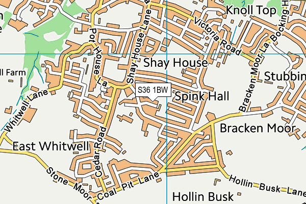 S36 1BW map - OS VectorMap District (Ordnance Survey)