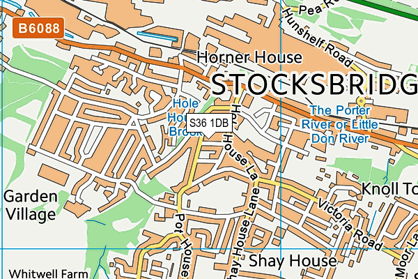 S36 1DB map - OS VectorMap District (Ordnance Survey)