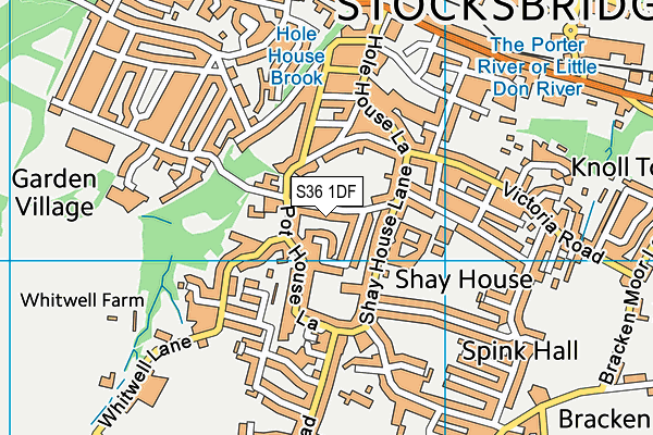 S36 1DF map - OS VectorMap District (Ordnance Survey)