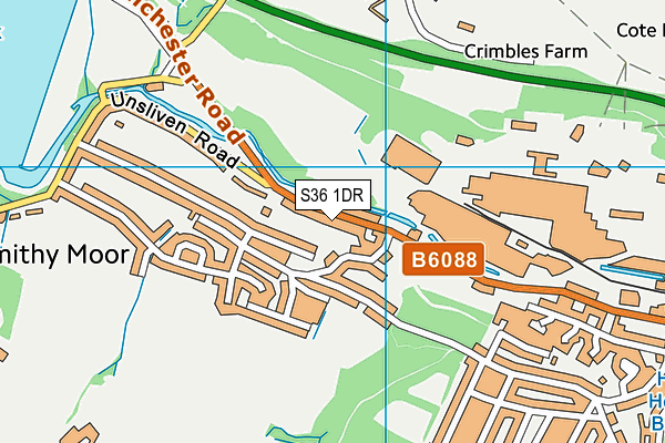 S36 1DR map - OS VectorMap District (Ordnance Survey)