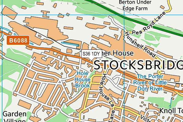 Stocksbridge Rugby Social Club map (S36 1DY) - OS VectorMap District (Ordnance Survey)