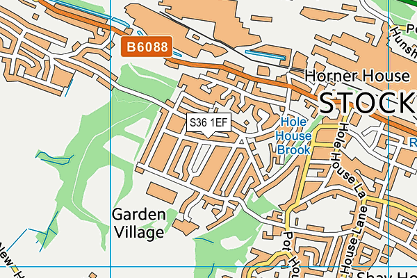 S36 1EF map - OS VectorMap District (Ordnance Survey)