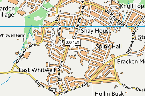 S36 1EX map - OS VectorMap District (Ordnance Survey)