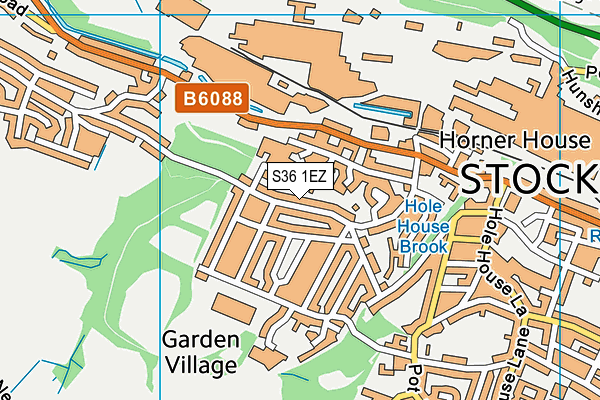 S36 1EZ map - OS VectorMap District (Ordnance Survey)
