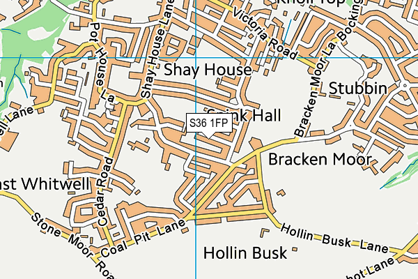 S36 1FP map - OS VectorMap District (Ordnance Survey)