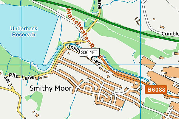 S36 1FT map - OS VectorMap District (Ordnance Survey)