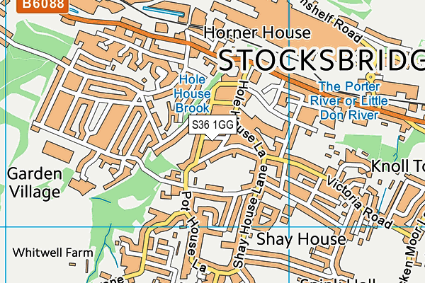 S36 1GG map - OS VectorMap District (Ordnance Survey)