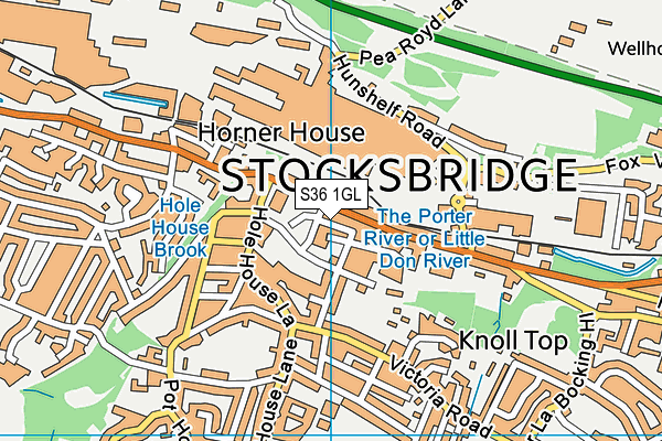 S36 1GL map - OS VectorMap District (Ordnance Survey)