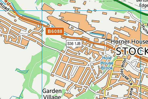 S36 1JB map - OS VectorMap District (Ordnance Survey)