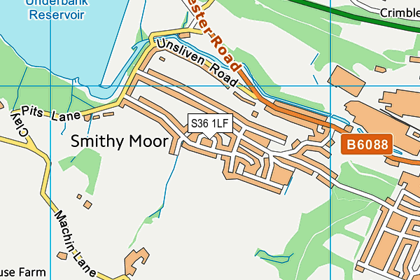 S36 1LF map - OS VectorMap District (Ordnance Survey)