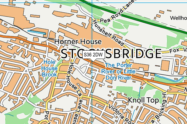 S36 2DW map - OS VectorMap District (Ordnance Survey)