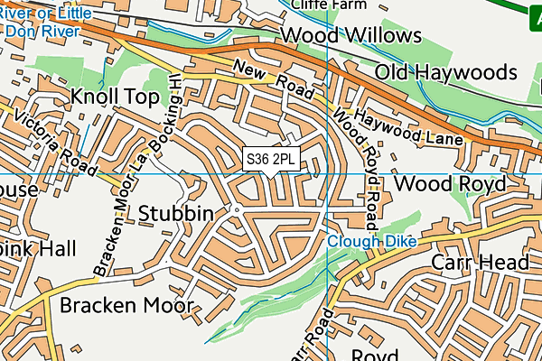 S36 2PL map - OS VectorMap District (Ordnance Survey)