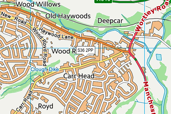 S36 2PP map - OS VectorMap District (Ordnance Survey)