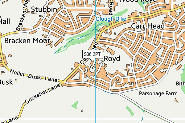 S36 2PT map - OS VectorMap District (Ordnance Survey)