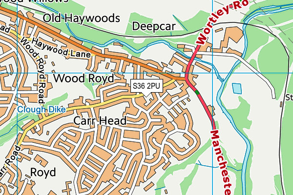 S36 2PU map - OS VectorMap District (Ordnance Survey)