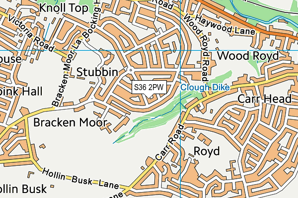 S36 2PW map - OS VectorMap District (Ordnance Survey)