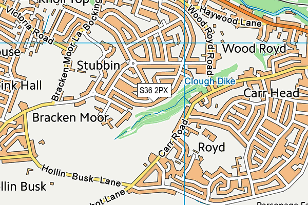 S36 2PX map - OS VectorMap District (Ordnance Survey)