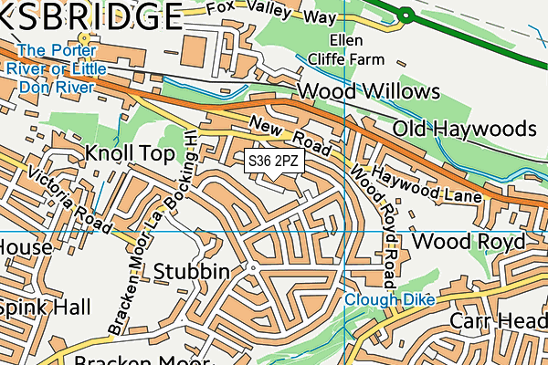 S36 2PZ map - OS VectorMap District (Ordnance Survey)
