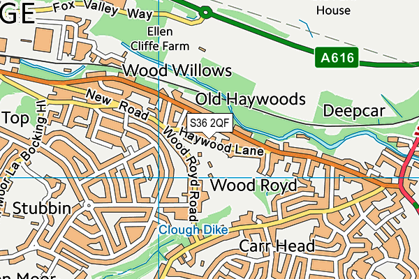 S36 2QF map - OS VectorMap District (Ordnance Survey)