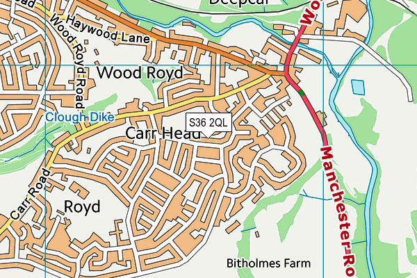 S36 2QL map - OS VectorMap District (Ordnance Survey)