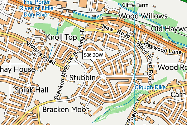 S36 2QW map - OS VectorMap District (Ordnance Survey)