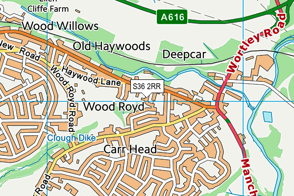 S36 2RR map - OS VectorMap District (Ordnance Survey)