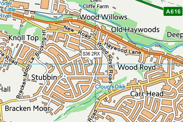 S36 2RX map - OS VectorMap District (Ordnance Survey)