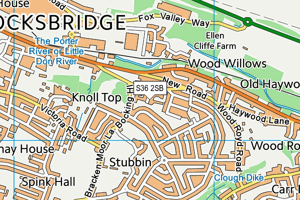 S36 2SB map - OS VectorMap District (Ordnance Survey)