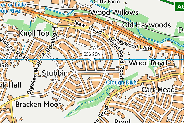 S36 2SN map - OS VectorMap District (Ordnance Survey)