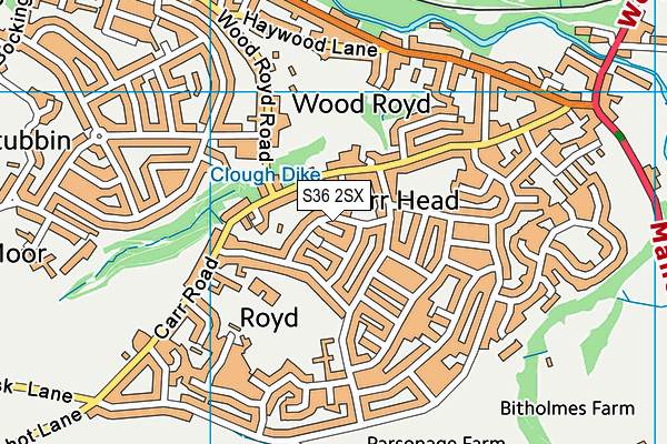 S36 2SX map - OS VectorMap District (Ordnance Survey)
