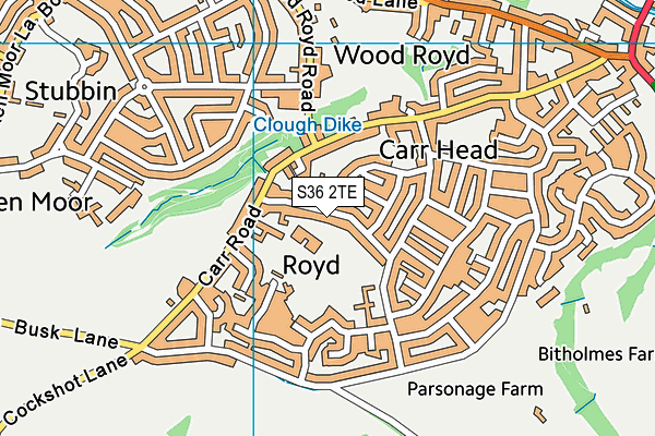 S36 2TE map - OS VectorMap District (Ordnance Survey)