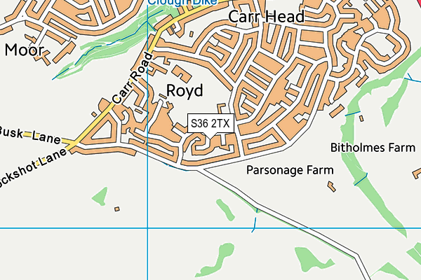 S36 2TX map - OS VectorMap District (Ordnance Survey)