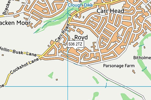 S36 2TZ map - OS VectorMap District (Ordnance Survey)