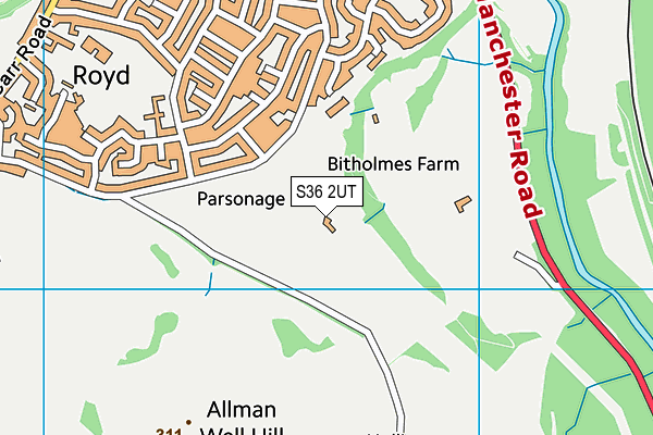 Parsonage Farm map (S36 2UT) - OS VectorMap District (Ordnance Survey)