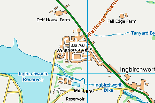 Ingbirchworth Pitch map (S36 7GJ) - OS VectorMap District (Ordnance Survey)
