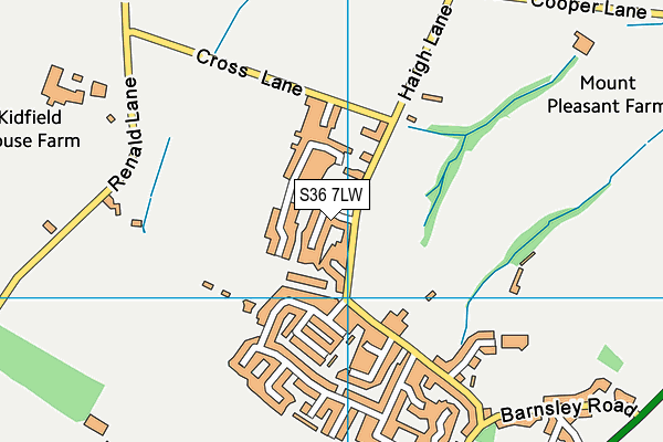 S36 7LW map - OS VectorMap District (Ordnance Survey)