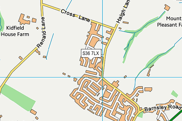 S36 7LX map - OS VectorMap District (Ordnance Survey)