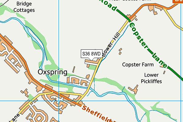 S36 8WD map - OS VectorMap District (Ordnance Survey)