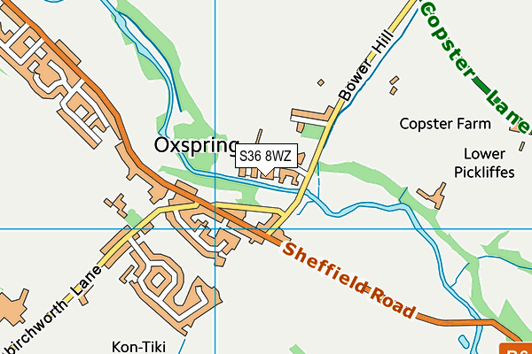 S36 8WZ map - OS VectorMap District (Ordnance Survey)