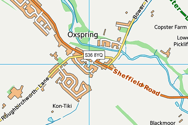 Oxspring Playing Field map (S36 8YQ) - OS VectorMap District (Ordnance Survey)